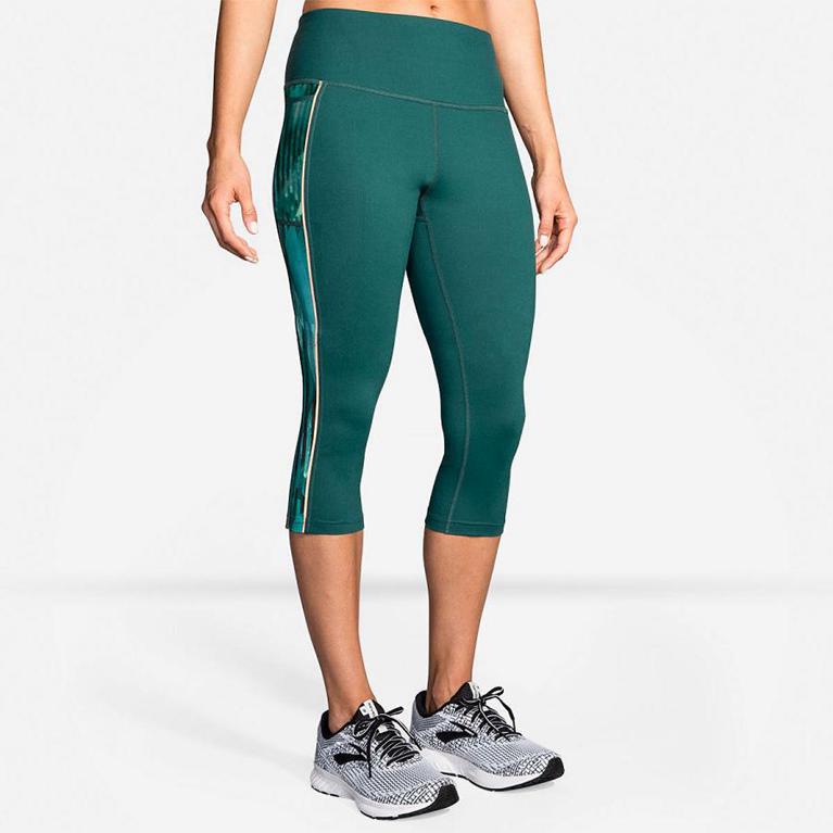 Brooks Greenlight Capri Women's Running Pants - Green (26547-PVXG)